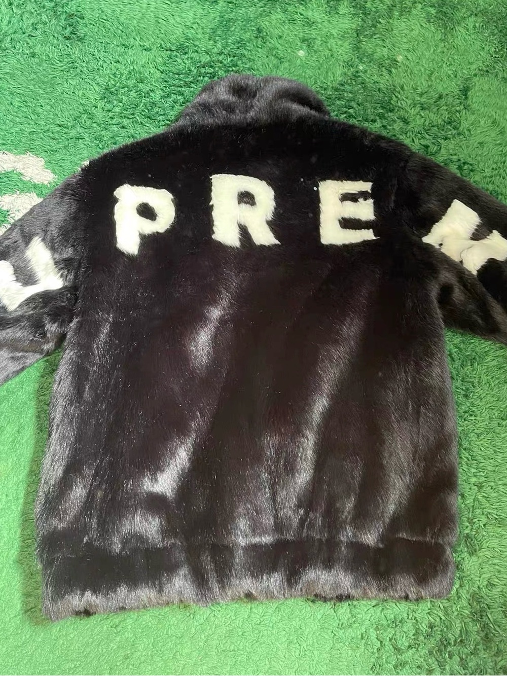 Supreme Black Faux Fur Logo Jacket